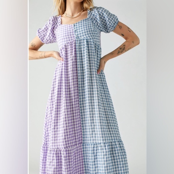 Urban Outfitters Dresses & Skirts - URBAN OUTFITTERS Gingham Plaid Bohemian Daisy Street Milkmaid Midi Dress SIZE L